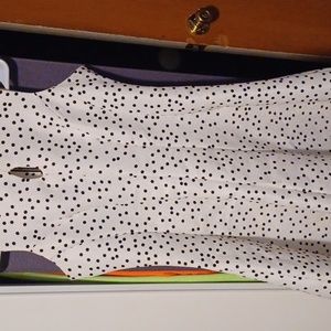 White with black polka-dot dress